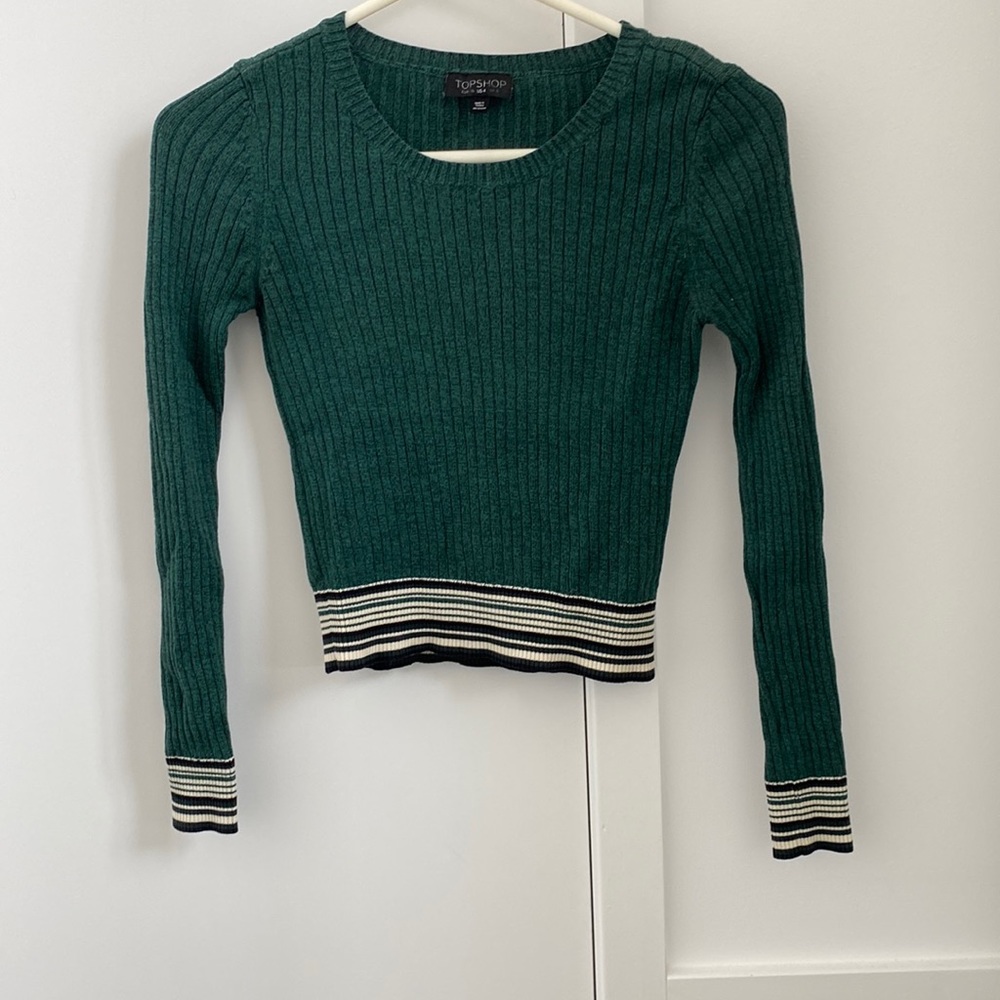 Topshop green ribbed sweater
